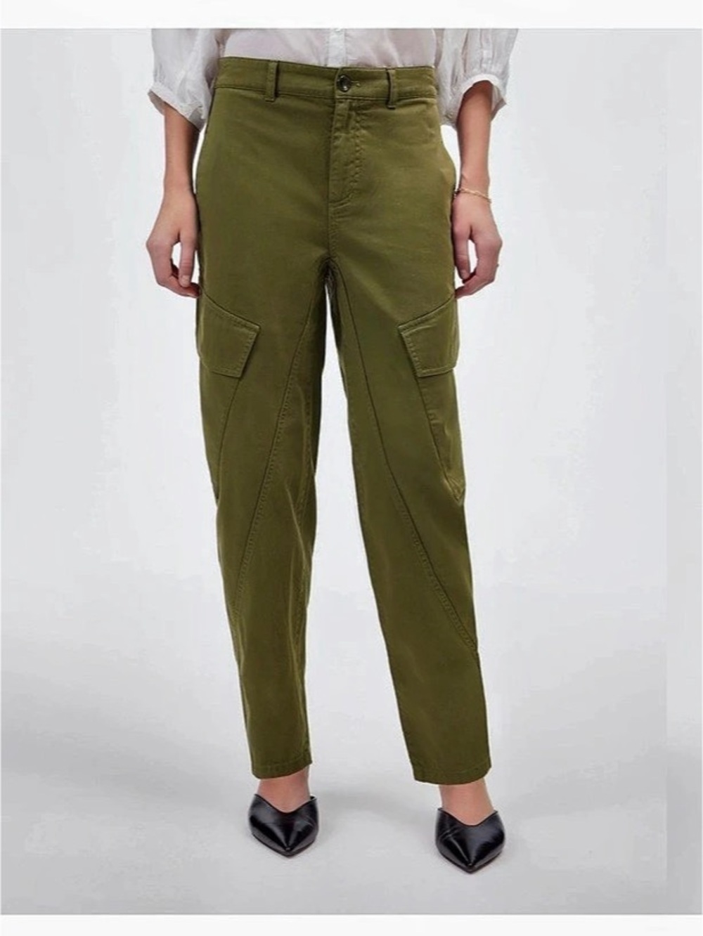 NWT Madewell The Barrel-Leg Utility Pant in Garment-Dyed Twill - Desert Olive si